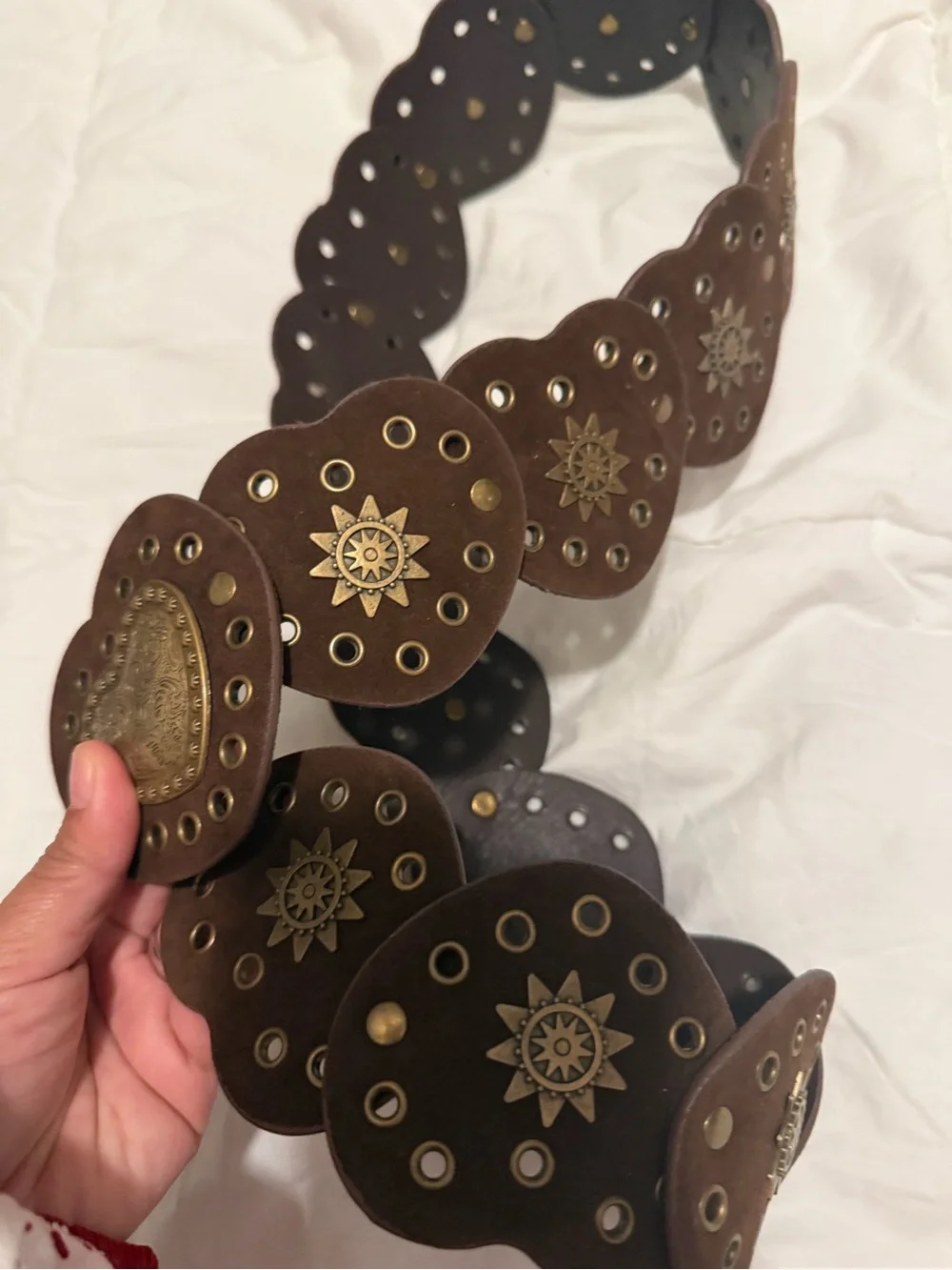 Brown Decorative Sunburst Leather Waist Belt
